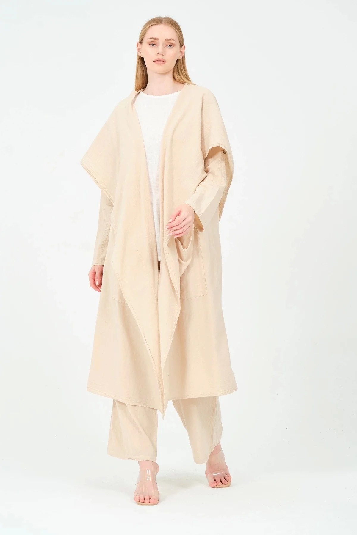 Kapüşonlu pantolon kimono takım