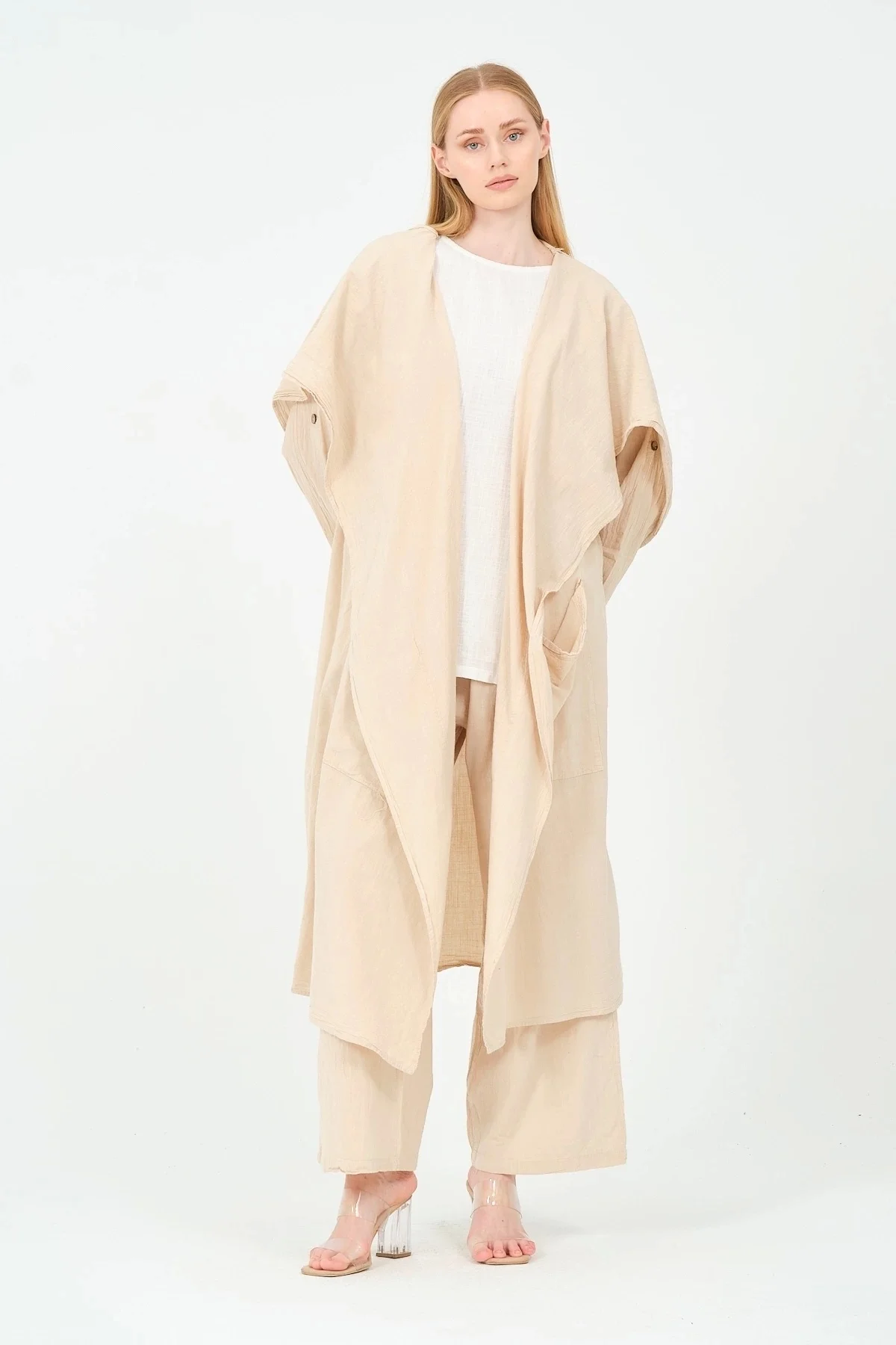 Kapüşonlu pantolon kimono takım