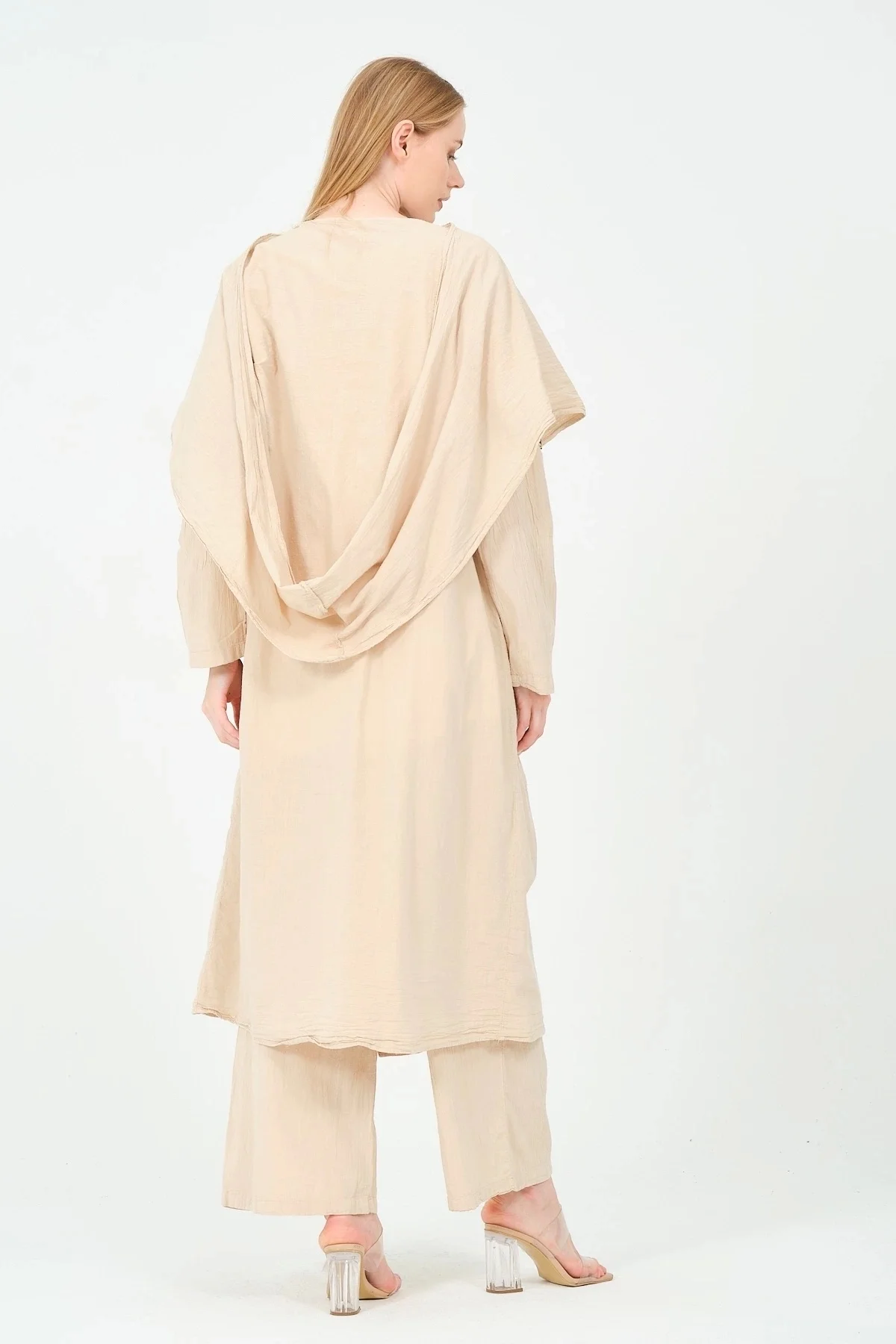 Kapüşonlu pantolon kimono takım