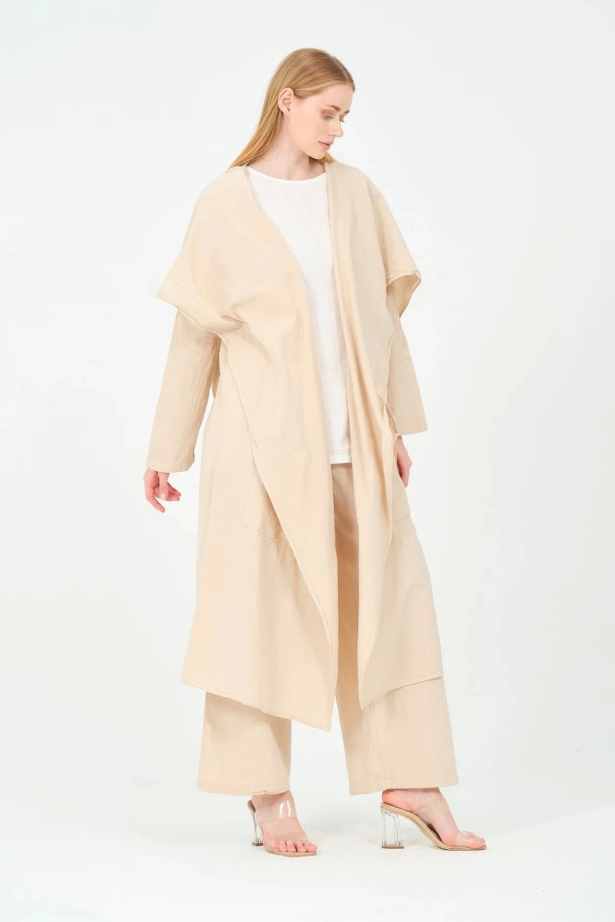 Kapüşonlu pantolon kimono takım