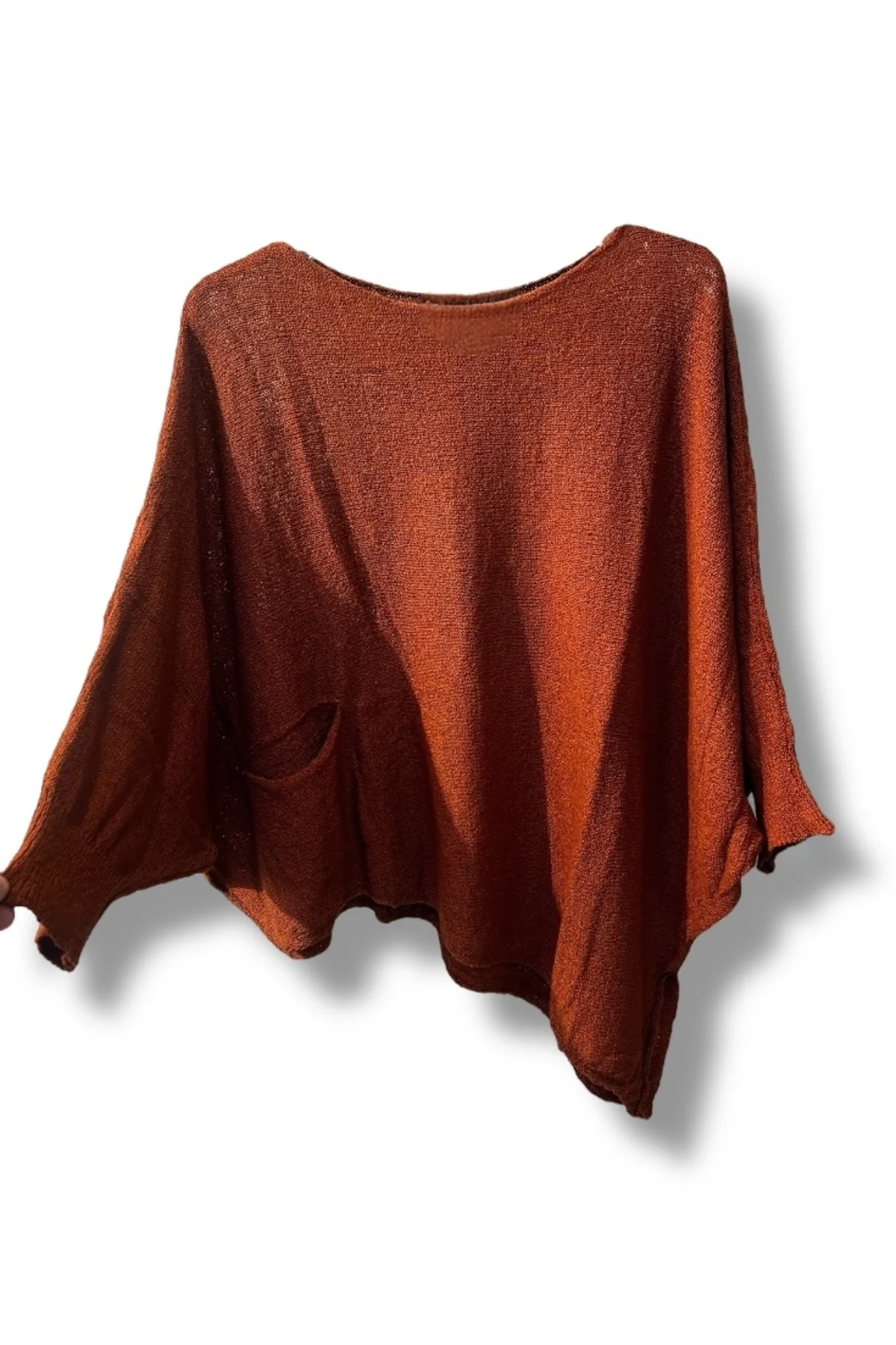 Oversize Cepli Merserize Bluz | 38-52 Beden Uyumlu Rahat Kalıp Triko