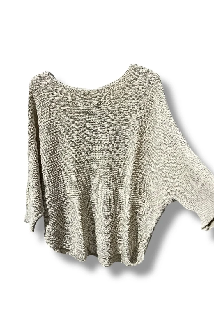 Kadın Merserize Triko Bluz Oversize Salaş Kalıp 38-52 Beden Uyumlu-Krem