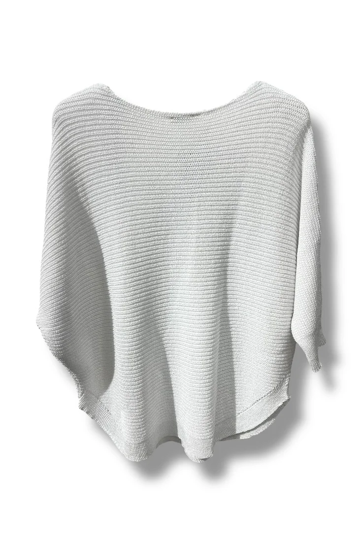 Kadın Merserize Triko Bluz Oversize Salaş Kalıp 38-52 Beden Uyumlu-Beyaz