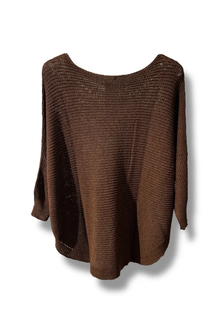 Kadın Merserize Triko Bluz Oversize Salaş Kalıp 38-52 Beden Uyumlu-Kahve