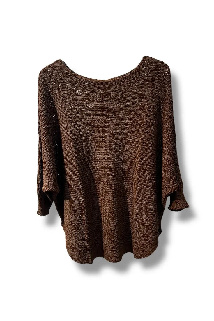 Kadın Merserize Triko Bluz Oversize Salaş Kalıp 38-52 Beden Uyumlu-Kahve