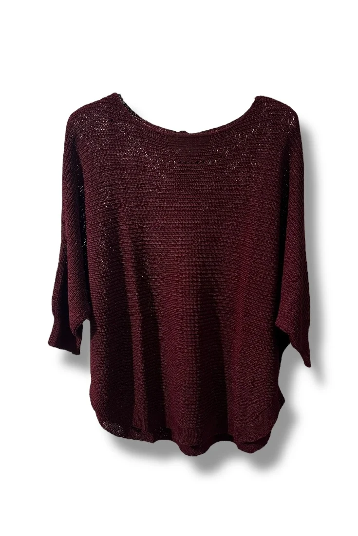 Kadın Merserize Triko Bluz Oversize Salaş Kalıp 38-52 Beden Uyumlu-Bordo