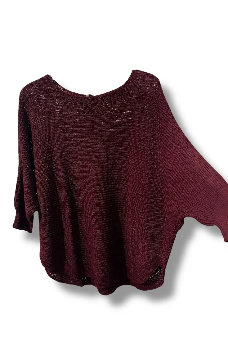 Kadın Merserize Triko Bluz Oversize Salaş Kalıp 38-52 Beden Uyumlu-Bordo