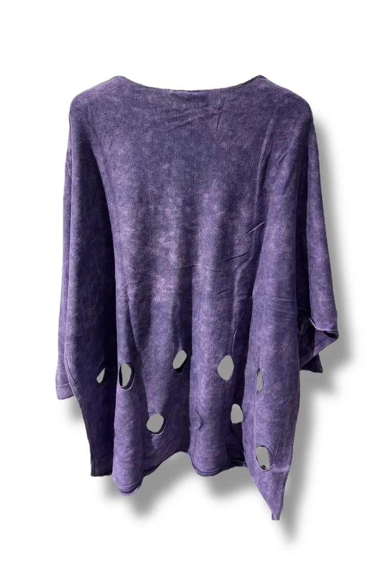 %100 Pamuk Triko Tunik Bluz– 38-52 Beden Uyumlu -Mor