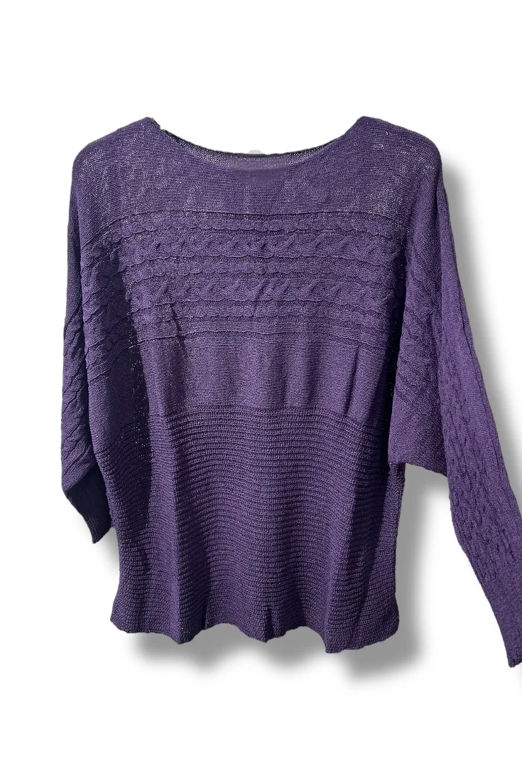 Merserize Triko Bluz 38-48 Beden Uyumlu Rahat Kalıp-Mor