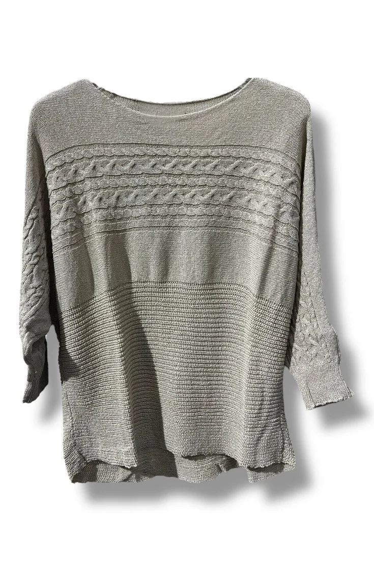 Merserize Triko Bluz 38-48 Beden Uyumlu Rahat Kalıp-Gri