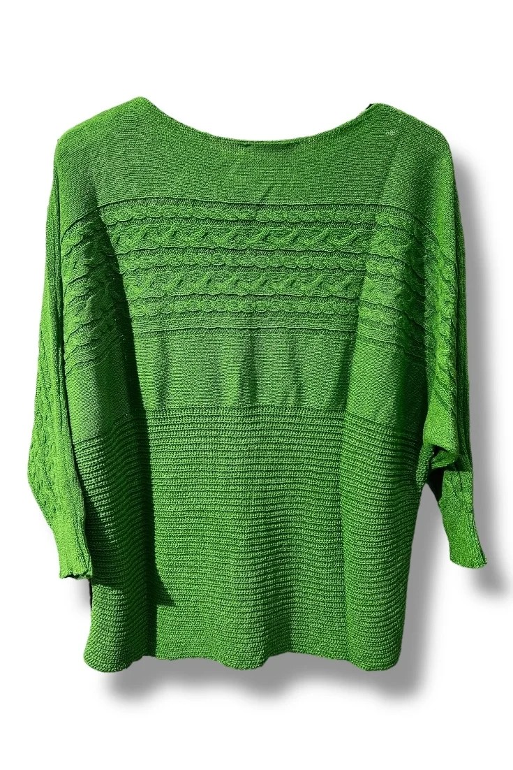 Merserize Triko Bluz 38-48 Beden Uyumlu Rahat Kalıp-Yeşil