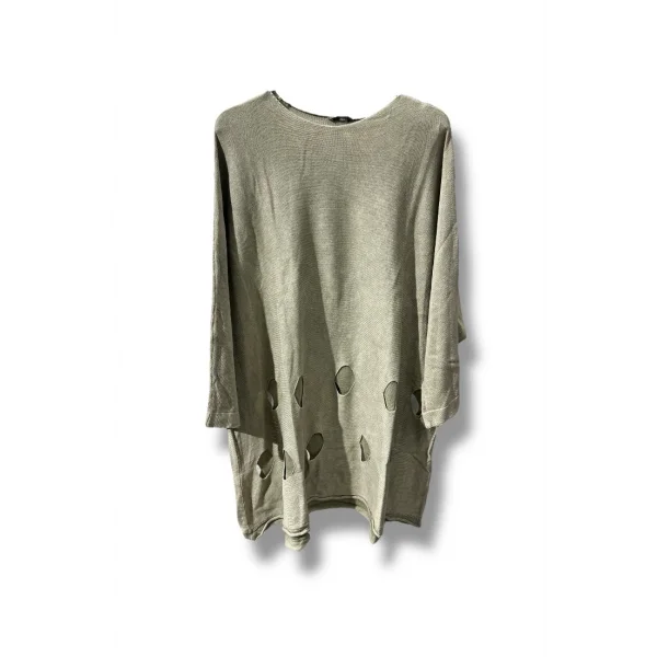 %100 Pamuk Triko Tunik Bluz– 38-52 Beden Uyumlu-Taş