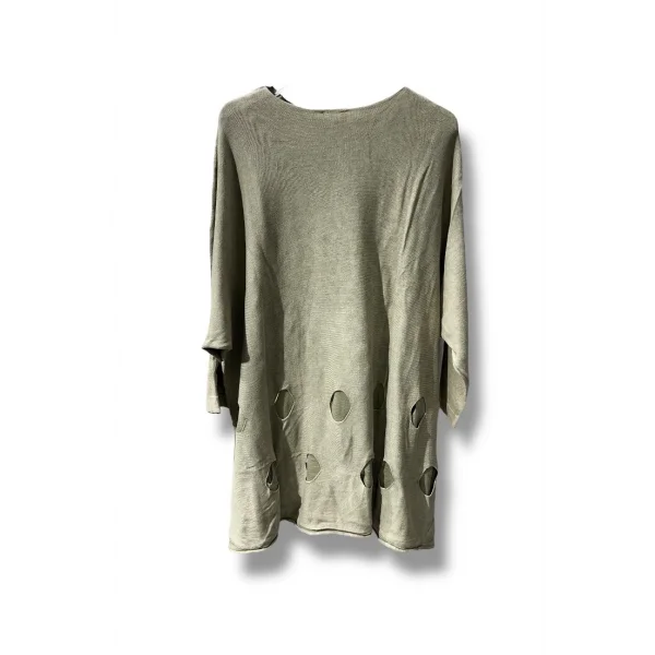 %100 Pamuk Triko Tunik Bluz– 38-52 Beden Uyumlu-Taş