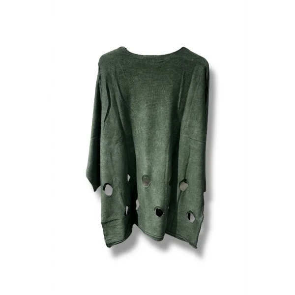 %100 Pamuk Triko Tunik Bluz– 38-52 Beden Uyumlu -Haki