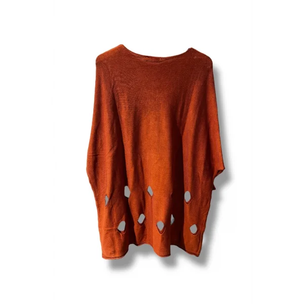 %100 Pamuk Triko Tunik Bluz– 38-52 Beden Uyumlu -Kiremit
