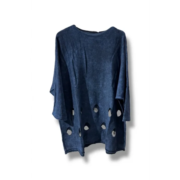%100 Pamuk Triko Tunik Bluz– 38-52 Beden Uyumlu-Lacivert