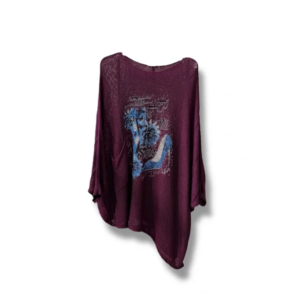Kadın Merserize Triko Bluz – Oversize Rahat Kalıp, Baskılı Bluz (38-48 Beden)