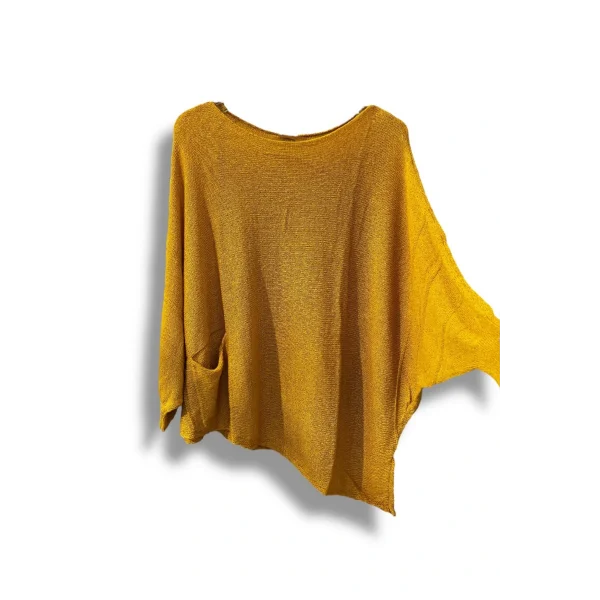 Oversize Cepli Merserize Bluz | 38-52 Beden Uyumlu Rahat Kalıp Triko