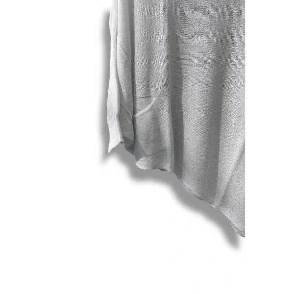 Oversize Cepli Merserize Bluz | 38-52 Beden Uyumlu Rahat Kalıp Triko