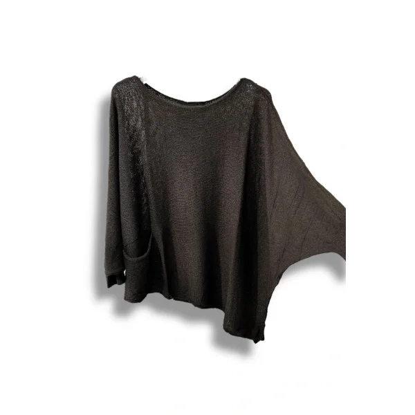 Oversize Cepli Merserize Bluz | 38-52 Beden Uyumlu Rahat Kalıp Triko