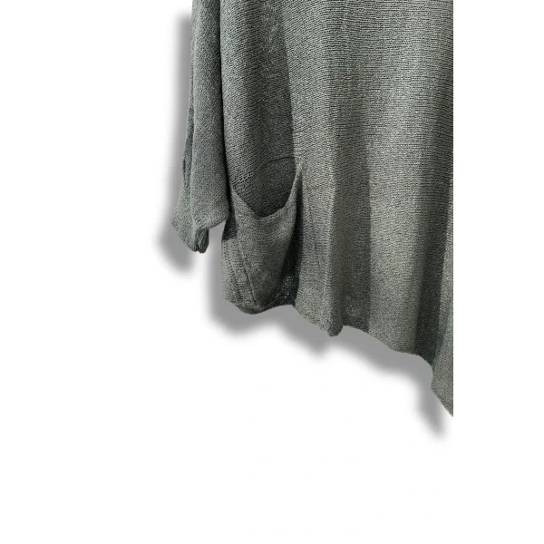 Oversize Cepli Merserize Bluz | 38-52 Beden Uyumlu Rahat Kalıp Triko