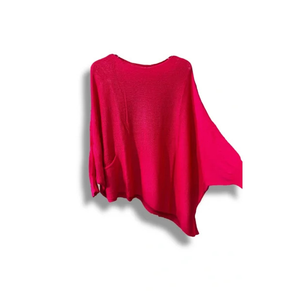 Oversize Cepli Merserize Bluz | 38-52 Beden Uyumlu Rahat Kalıp Triko