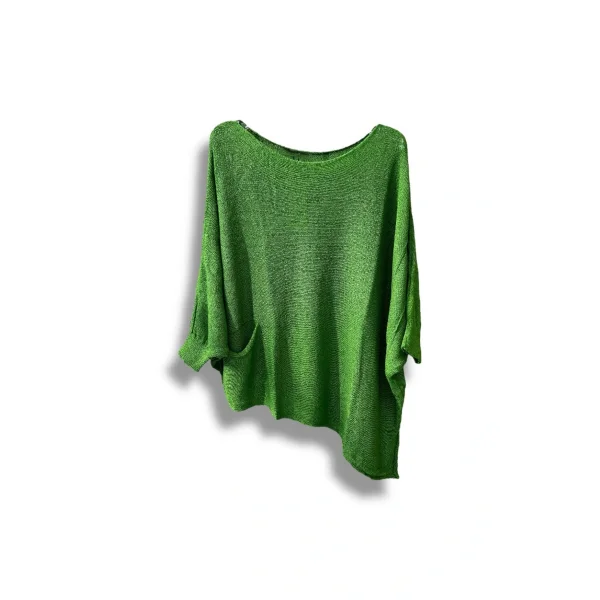Oversize Cepli Merserize Bluz | 38-52 Beden Uyumlu Rahat Kalıp Triko