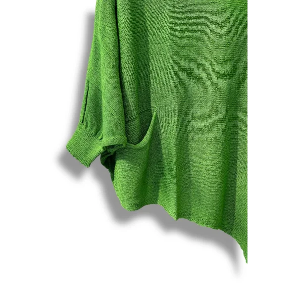 Oversize Cepli Merserize Bluz | 38-52 Beden Uyumlu Rahat Kalıp Triko