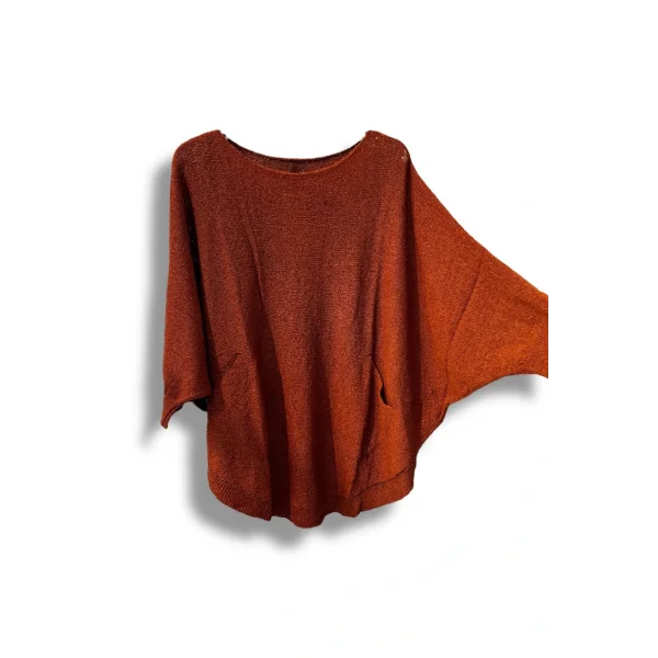 Oversize Cepli Merserize Bluz | 38-52 Beden Uyumlu Rahat Kalıp Triko