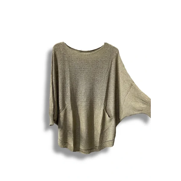Oversize Cepli Merserize Bluz | 38-52 Beden Uyumlu Rahat Kalıp Triko