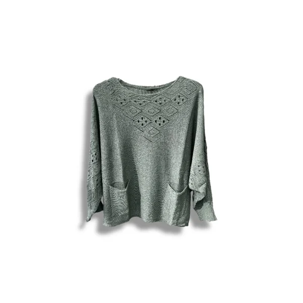 Oversize Merserize Triko Cepli ve Ajurlu Tasarım Bluz- 38-52 Beden Arası Uyumlu