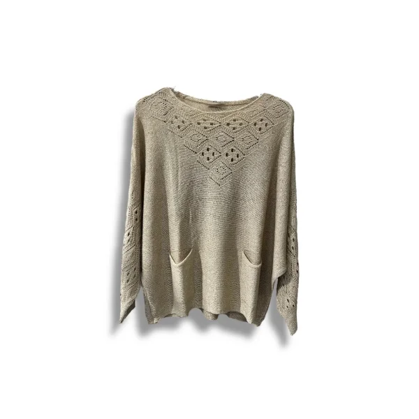 Oversize Merserize Triko Cepli ve Ajurlu Tasarım Bluz- 38-52 Beden Arası Uyumlu