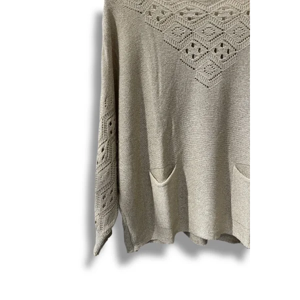 Oversize Merserize Triko Cepli ve Ajurlu Tasarım Bluz- 38-52 Beden Arası Uyumlu