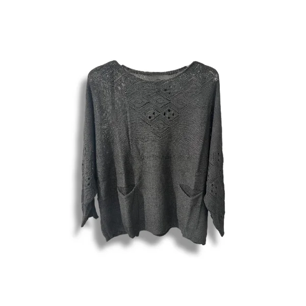Oversize Merserize Triko Cepli ve Ajurlu Tasarım Bluz- 38-52 Beden Arası Uyumlu