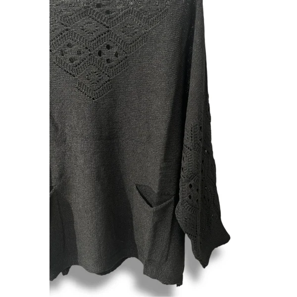 Oversize Merserize Triko Cepli ve Ajurlu Tasarım Bluz- 38-52 Beden Arası Uyumlu