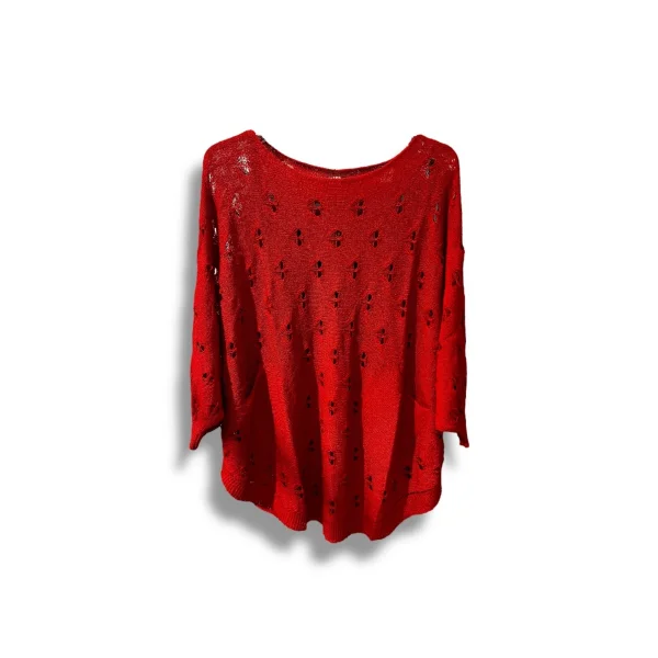 Oversize Merserize Triko Bluz - Delikli Desenli Kazak (38-52 Beden)
