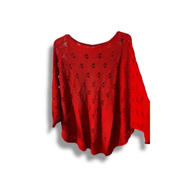 Oversize Merserize Triko Bluz - Delikli Desenli Kazak (38-52 Beden)