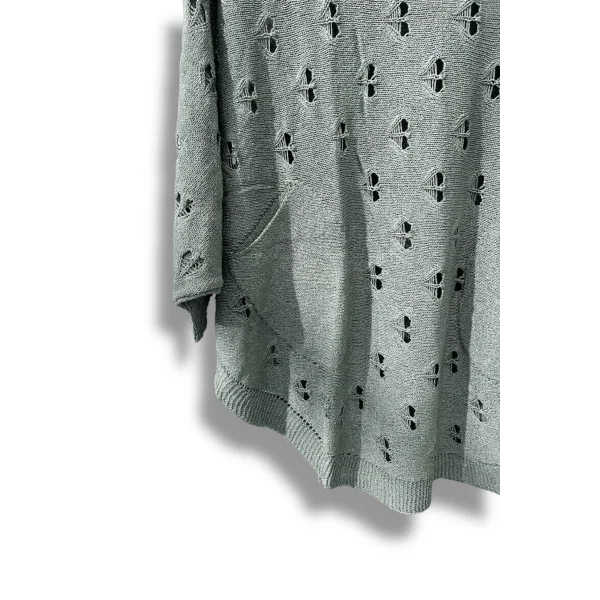 Oversize Merserize Triko Bluz - Delikli Desenli Kazak (38-52 Beden)