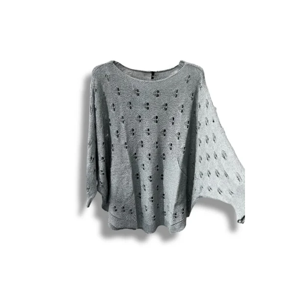 Oversize Merserize Triko Bluz - Delikli Desenli Kazak (38-52 Beden)