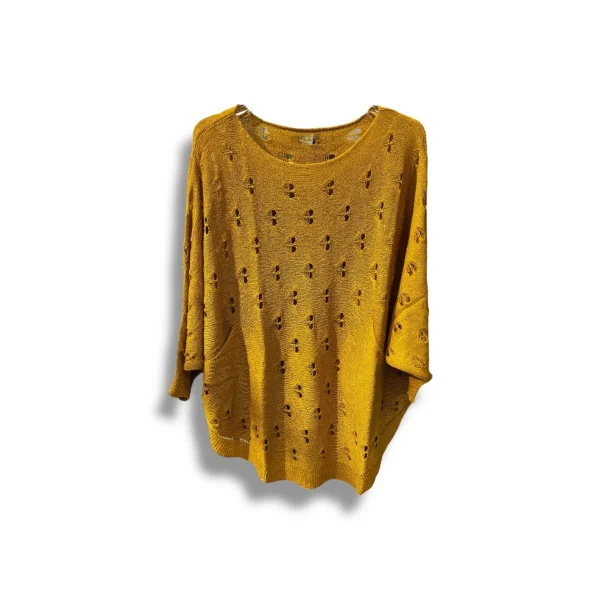 Oversize Merserize Triko Bluz - Delikli Desenli Kazak (38-52 Beden)