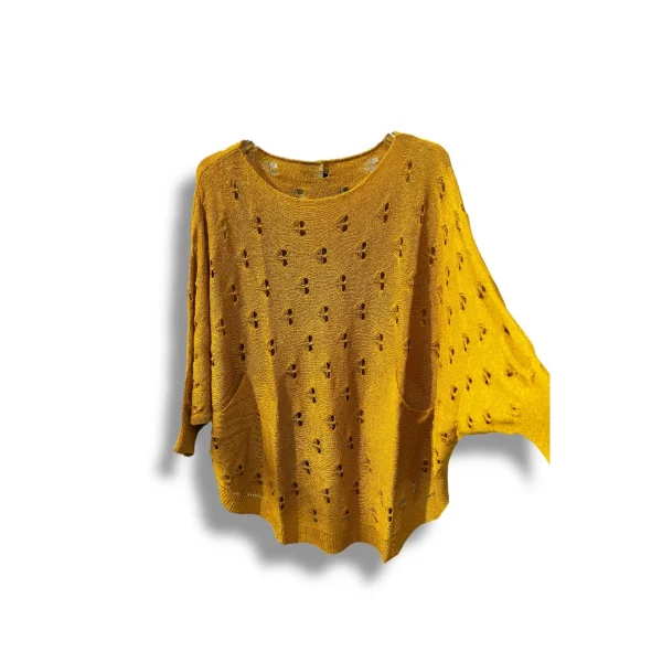 Oversize Merserize Triko Bluz - Delikli Desenli Kazak (38-52 Beden)