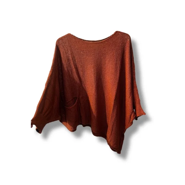 Oversize Cepli Merserize Bluz | 38-52 Beden Uyumlu Rahat Kalıp Triko