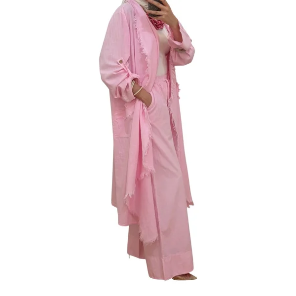 %100 Pamuk Püskül Detaylı Kimono Standart Beden 38-48 Uyumlu