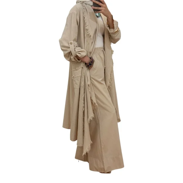 %100 Pamuk Püskül Detaylı Kimono Standart Beden 38-48 Uyumlu