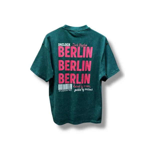 Erkek Yeşil Oversize Tişört Baskılı Grafik Desenli Pamuk T-Shirt