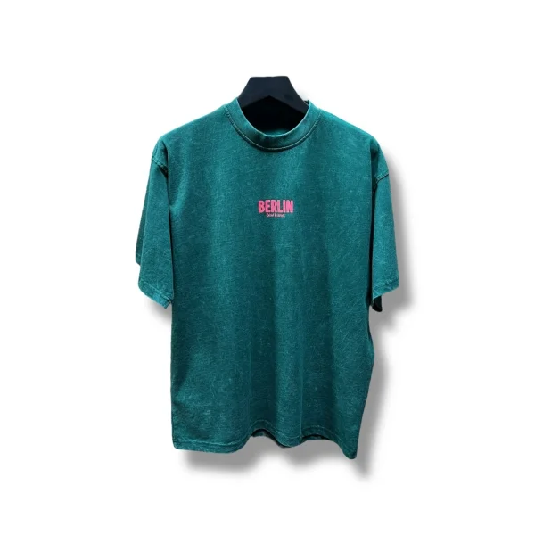Erkek Yeşil Oversize Tişört Baskılı Grafik Desenli Pamuk T-Shirt
