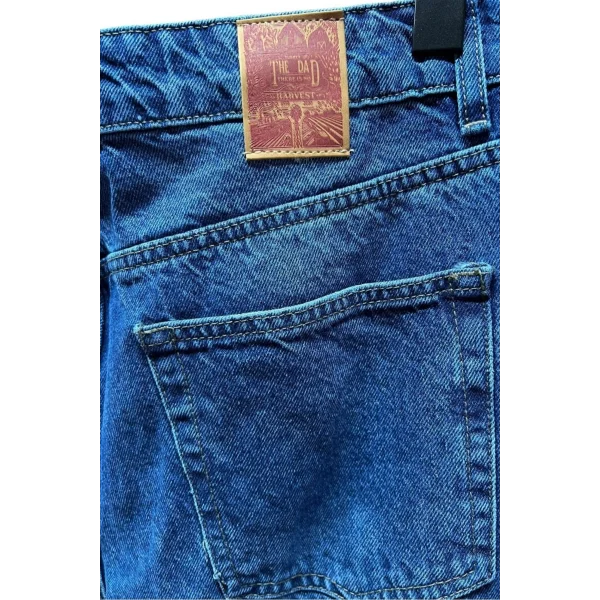 Erkek Mavi Loose Fit Jean Pantolon Rahat Kalıp Günlük Denim Pantolon