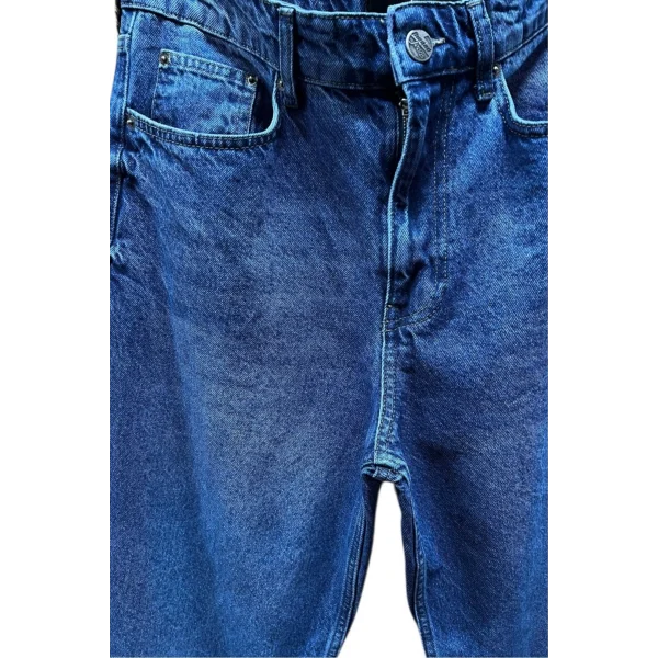 Erkek Mavi Loose Fit Jean Pantolon Rahat Kalıp Günlük Denim Pantolon