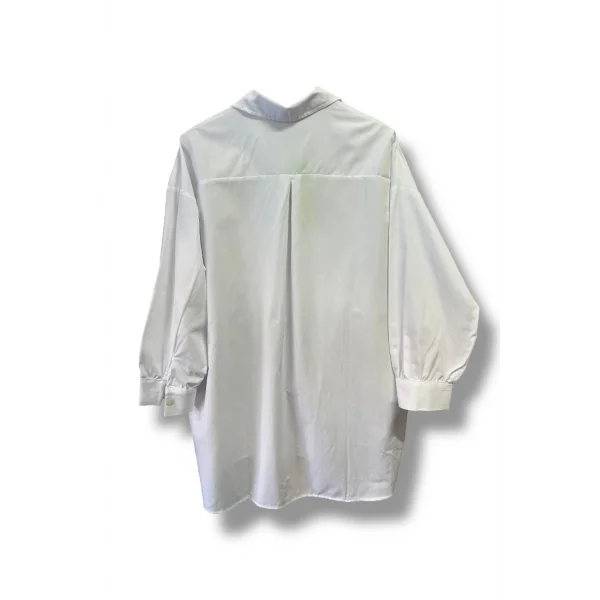 begonya çiçek figürlü oversize kadın gömlek-Beyaz
