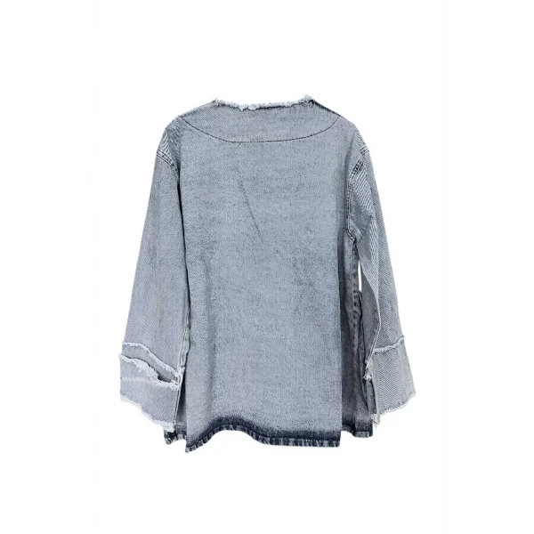 Bohem kadın kot ceket kaftan-mavi